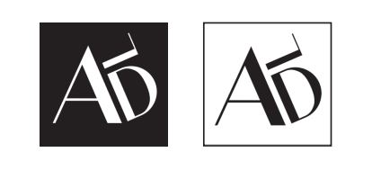 Logo ADL creation - blanc sur noir - noir sur blanc